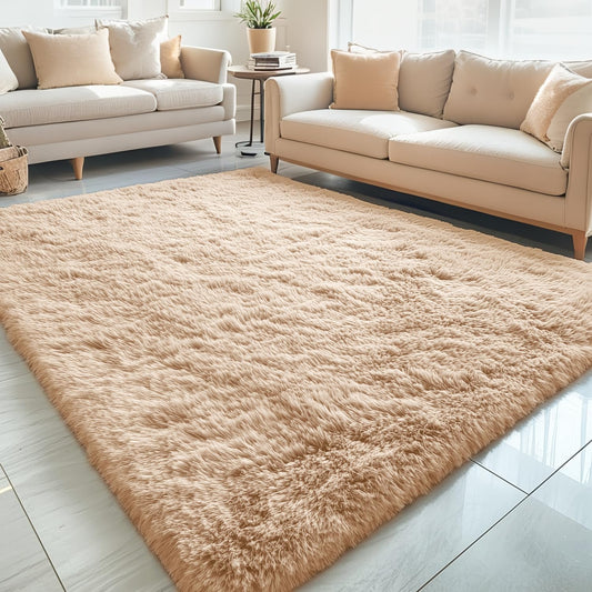OLANLY 5x7 Machine Washable Large Area Rugs for Living Room, Bedroom, Soft Fluffy Shaggy Bedside Rug, Indoor Floor Carpet for Kids Girls and Boys, Dorms, Nursery, Home Decor Aesthetic, Beige