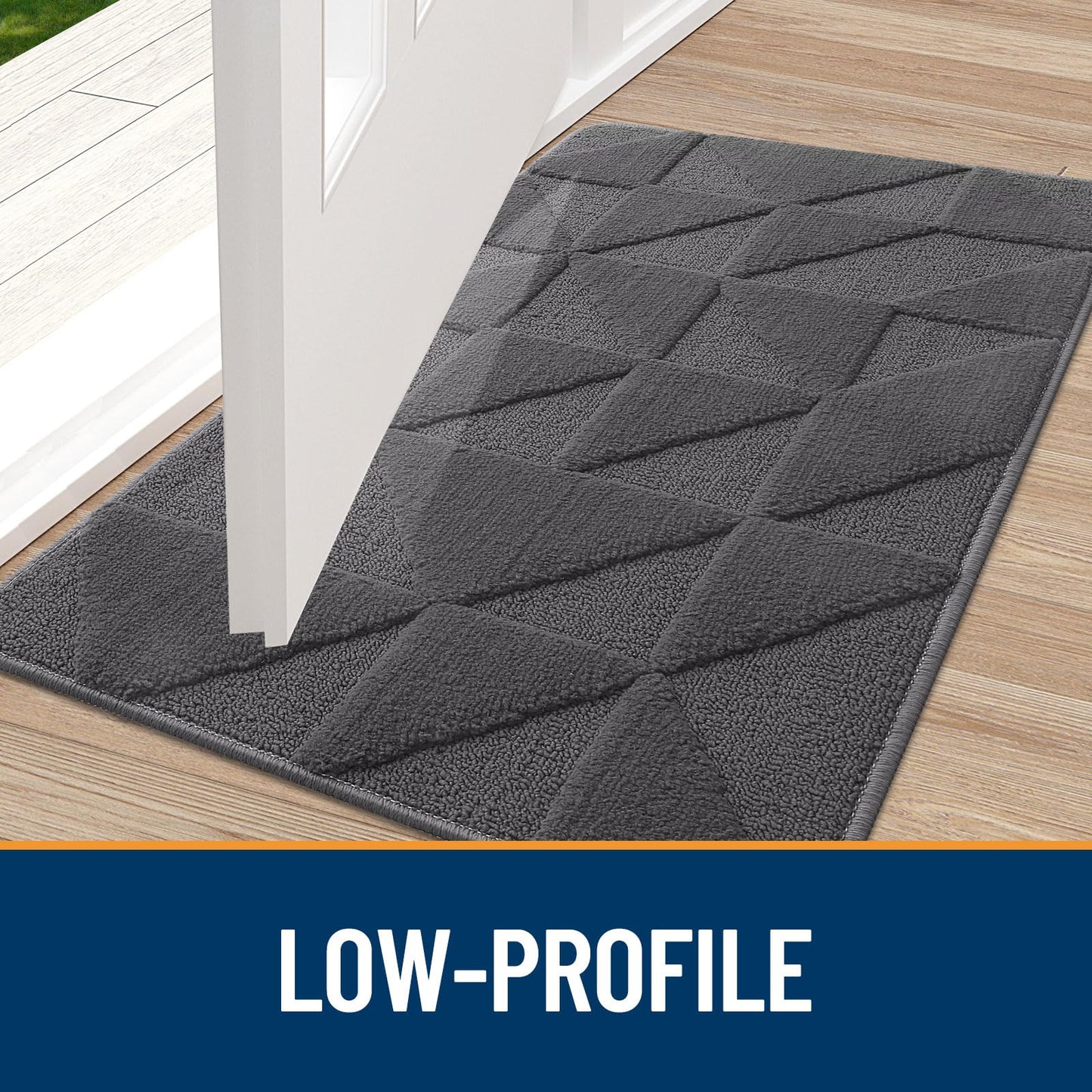 OLANLY Door Mats Indoor, Non-Slip, Absorbent, Dirt Resist, Entrance Washable Mat, Low-Profile Inside Entry Doormat for Entryway (30x17 inches, Dark Grey)