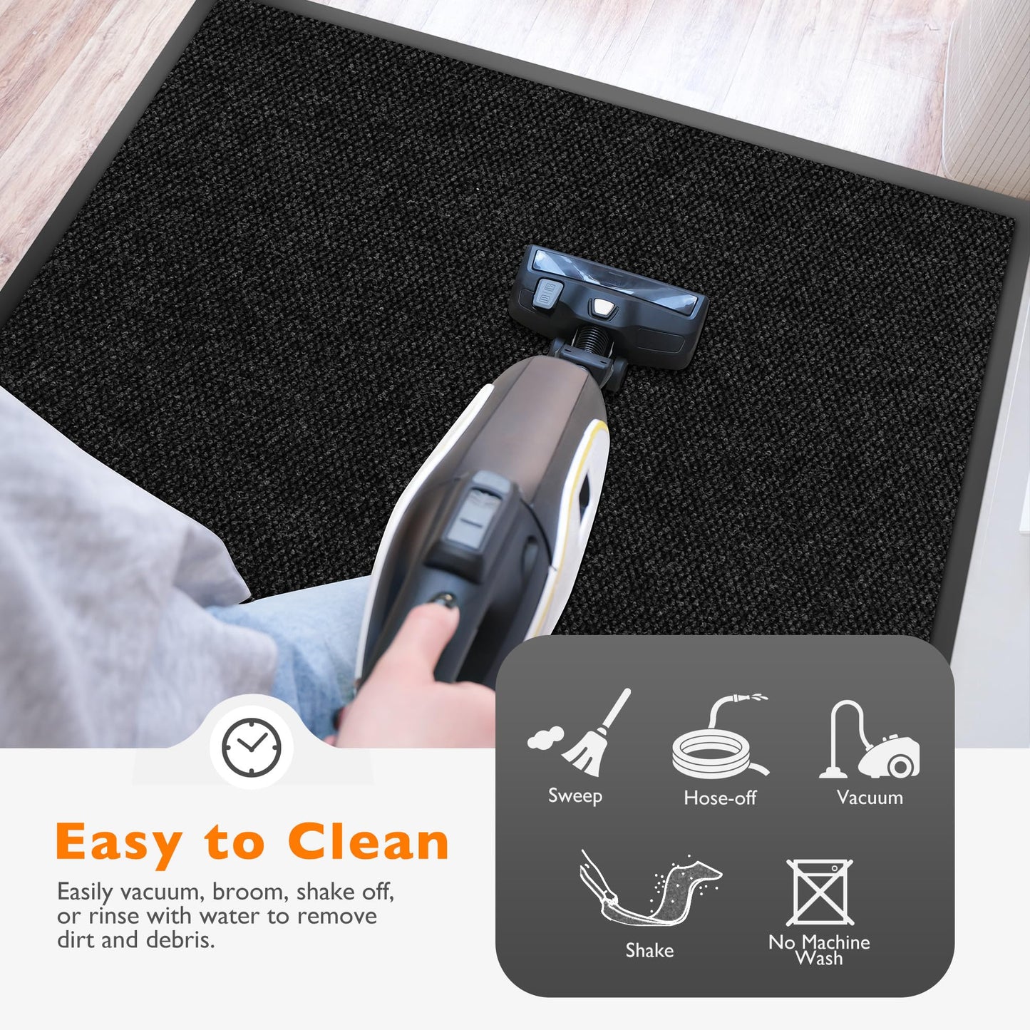 Custom Size Extra Large Front Door Mat, 3FT x 5FT Indoor Outdoor Entrance Commercial Floor Mat, Heavy Duty Dirt Trapper Doormat for Entryway Welcome Mat, Low Profile, Non-Slip, Waterproof