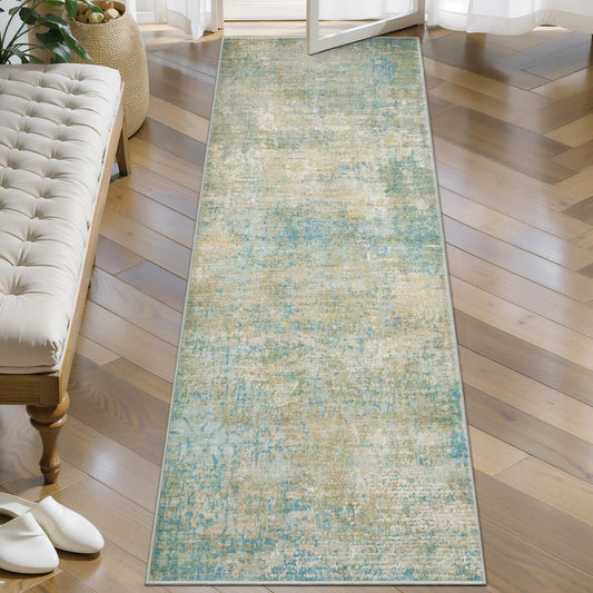 Tangsoo 2x5 Washable Runner Rug, Abstract Non Slip Kitchen Runner Rugs for Hallway, Modern Contemporary Indoor Soft Low Pile Rugs Runner for Entry Laundry Entryway Bedroom Bathroom Living Room