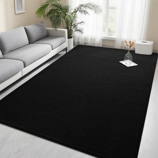 Foxmas Modern Area Rugs for Living Room Bedroom, 4x6 ft Black Soft Memory Foam Rug, Washable Aesthetic Minimalist Non-Slip Indoor Carpet for Kids Boys Girls Dorm Home Decor