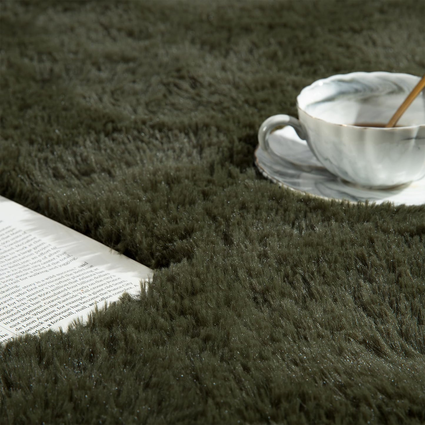 Softlife Rug for Bedroom 4x5.3 Feet Area Rug for Living Room Super Soft Shaggy Rugs for Kids Room Fluffy Fuzzy Carpets Long Plush Bedside Rug Nursery Christmas Home Decor for Boys Girls, Olive Green
