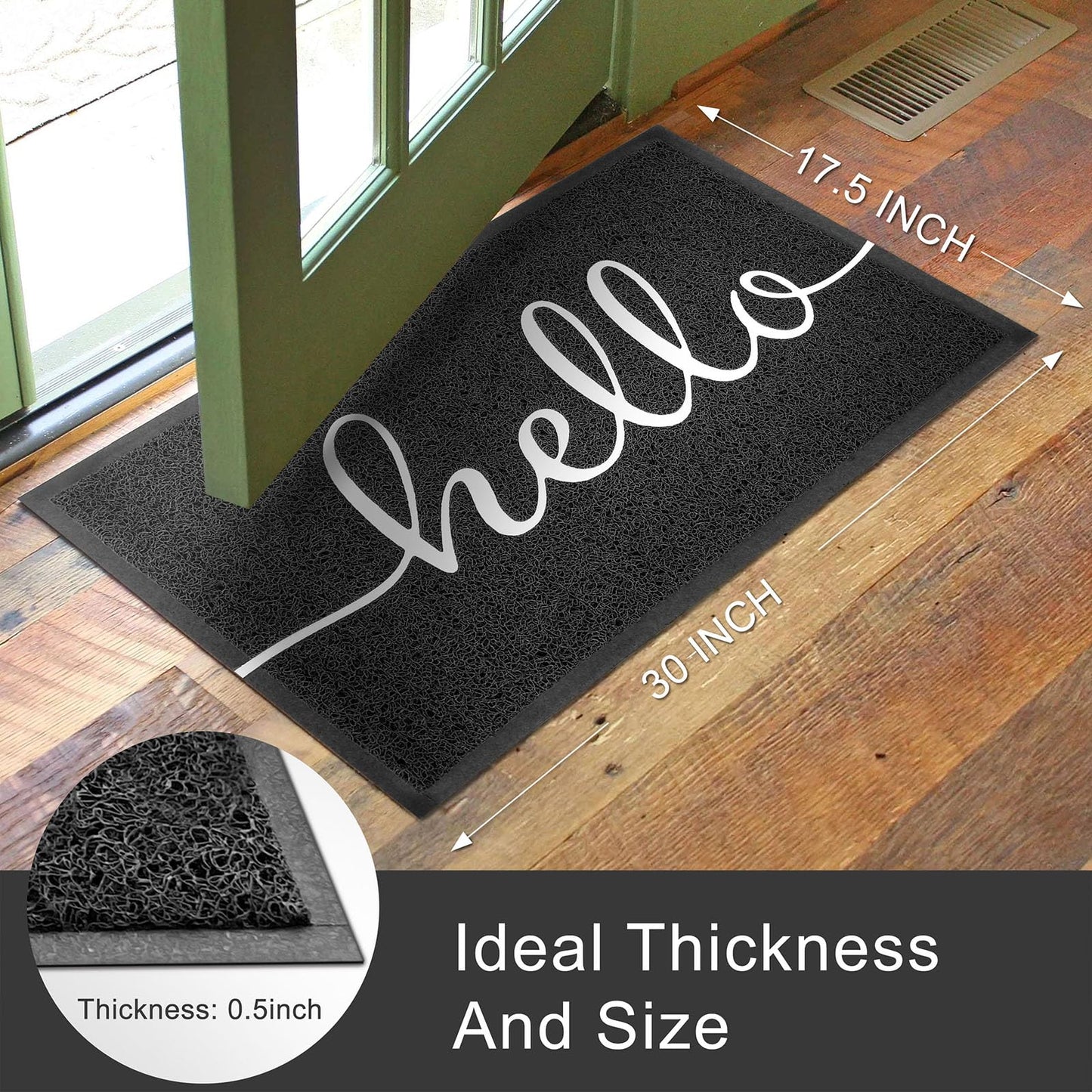 KILOCOCO Outdoor Mat Front Door Mat Welcome Mats Low Pile Doormat Entrance Non-Slip High Traffic Area Easy Clean Rubber Backed Entry Mats Hello Doormats for Garage Yard Patio Kitchen Indoor,18"x30"