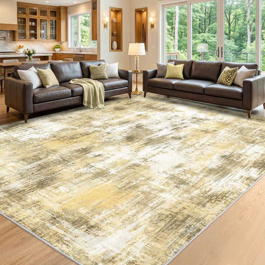 6x9Ft Living Room Rugs Non-Slip Modern Abstract Rug Washable Rugs Carpet for Bedroom Pile Rug for Living Room，Bedroom, Dining Room, Kids Playroom, Home Office Yellow