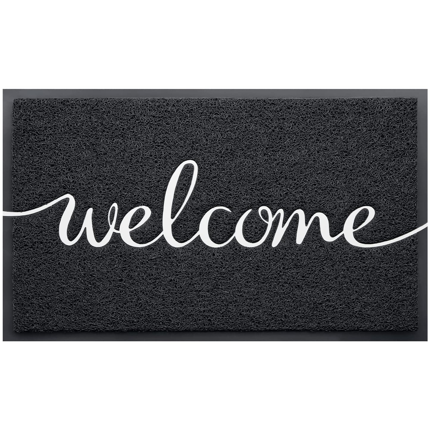 BeneathYourFeet Door Mat, Welcome Mat Low Profile Floor Mat Front Doormat Indoor and Outdoor Doormat Non Slip Rugs for Entryway, Patio, High Traffic Areas (36"x24", Black-Welcome)