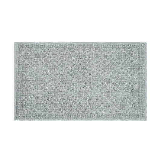 Martex Restore Geometric Bath Rug - Soft, Absorbent 100% Cotton with Plush Comfort and Non-Skid Backing - Sculpted Jacquard Design for a Spa-Inspired Bathroom - 20" x 32" – Grey