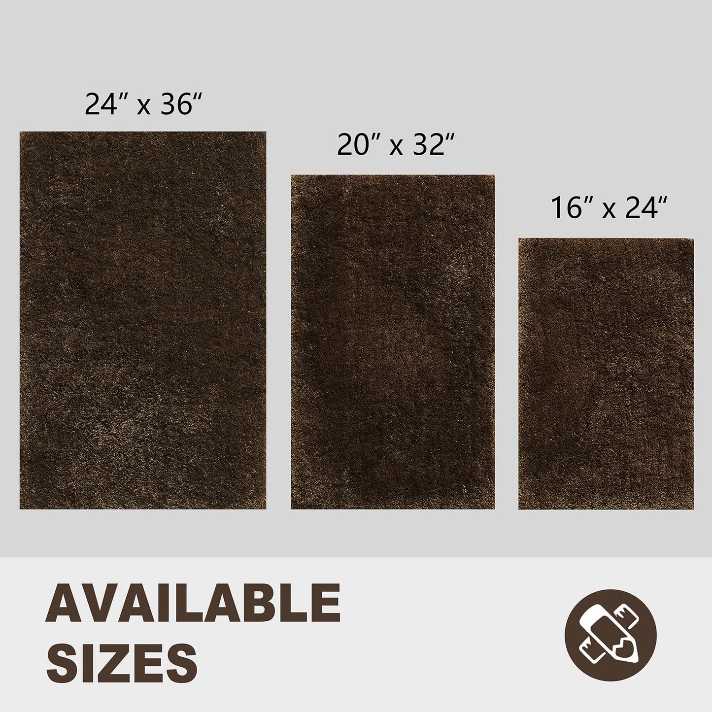CozeCube Upgraded Shaggy Bath mat for Bathroom Non Slip 15.7" X 23.6", Super Soft Quick Dry Bath Rugs, Fluffy Plush Bathroom Rugs Machine Washable, Dark Brown