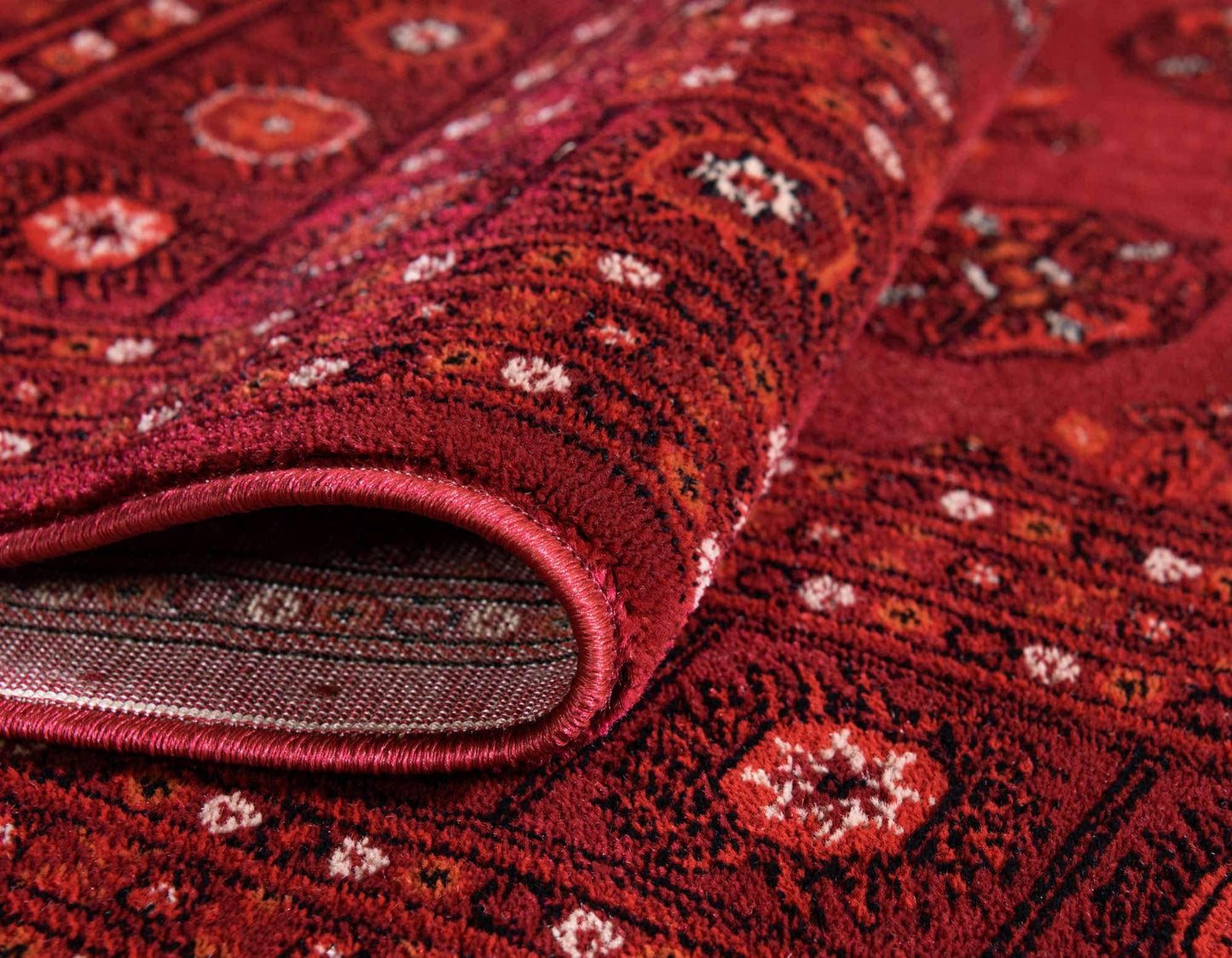 Unique Loom Tekke Collection Over-Dyed Saturated Traditional Torkaman Area Rug, 4 ft x 6 ft, Red/Burgundy