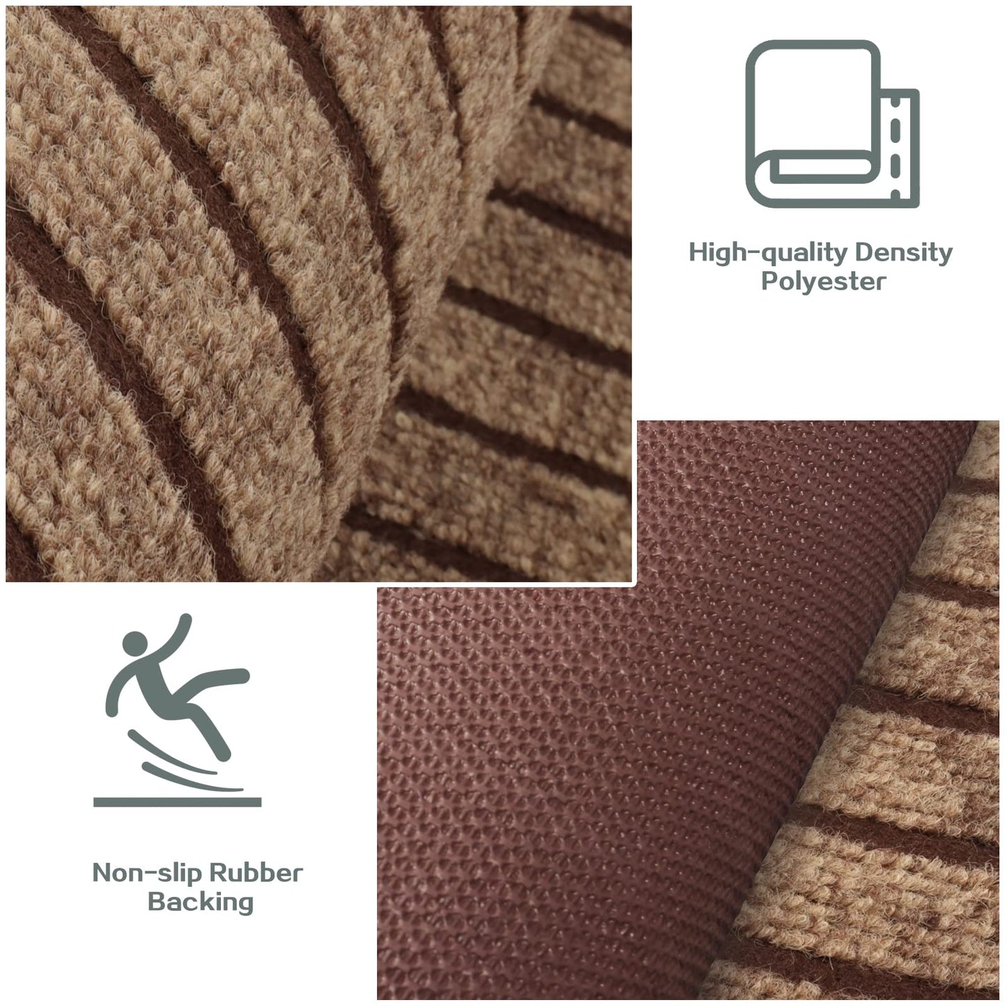 Custom Size Runner Rug 2 ft x 6 ft, 2-82ft Carpet Runners Hallway Entryway Kitchen Garage Laundry Room Area Rugs with Non-Slip Rubber Backing, Brown with Brown Stripe
