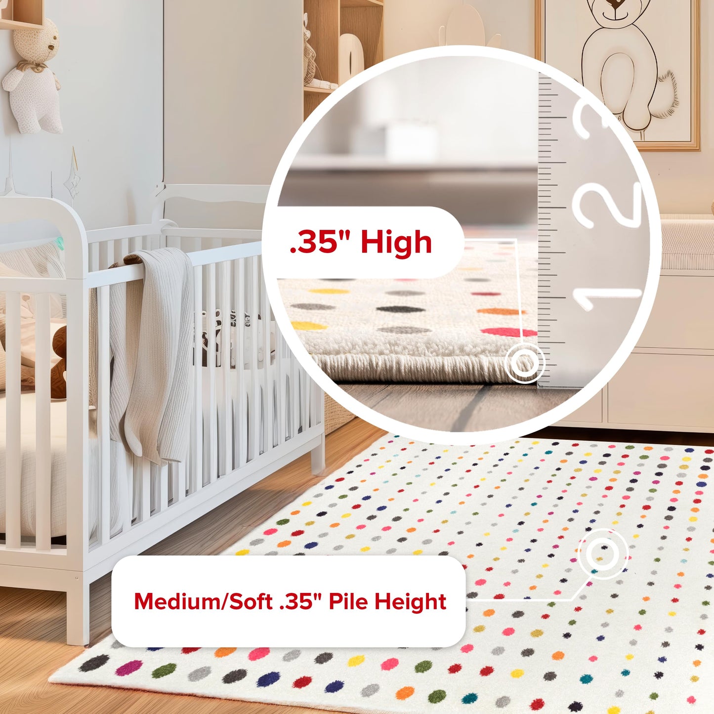 Nuloom Dorie Multicolor/Ivory, 3' x 5', Polka Dot, Soft and Cozy, High Traffic, Stain Resistant, Easy Clean, Durable Area Rug for Bedroom, Living Room, Dining Space, Den, Foyer, Entryway