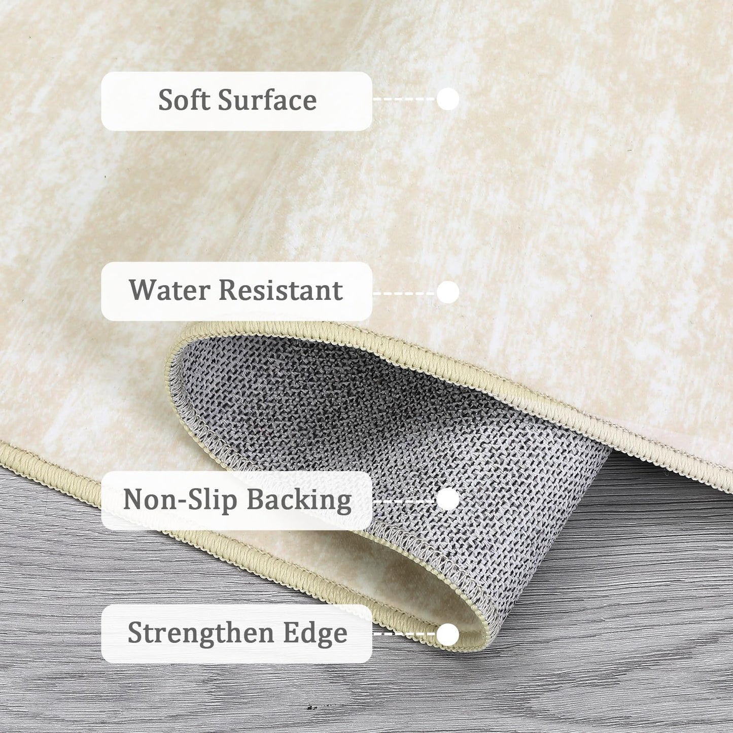 Garvee Modern Solid Rugs for Living Room 8x10 Washable Rug Large Non Slip Low Pile Foldable Carpet Ultra Soft Non-Shedding Stain-Resistant Floor Mat for Bedroom Playroom Nursery Office Dorm Cream