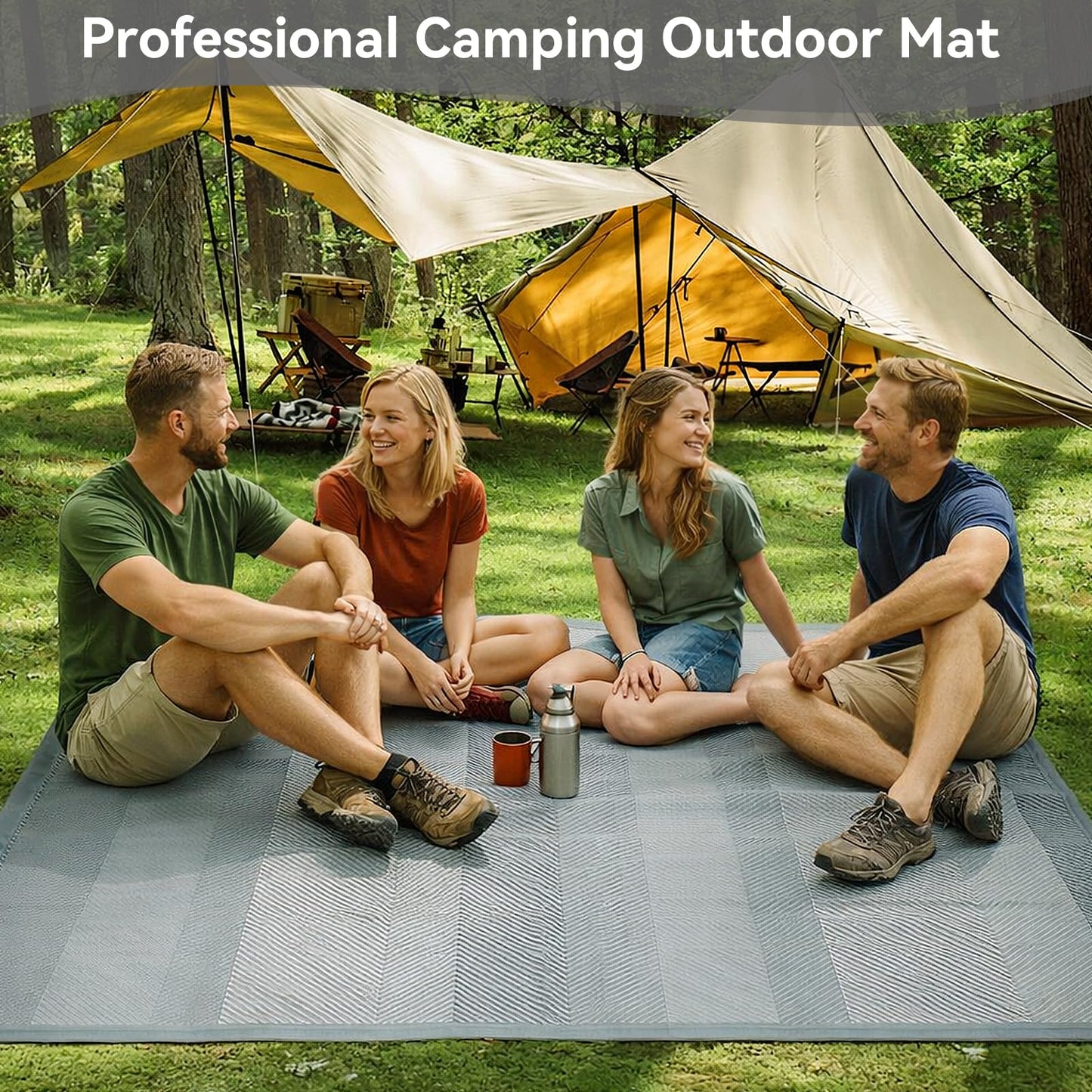 UKISS Outdoor Rug Carpet，Reversible Portable Plastic Straw Camping Rugs， 8' x 10' Waterproof Mat， Large Outdoor Area Rugs for Patio，RV, Picnic, Backyard, Deck, Balcony, Porch, Beach, Grey