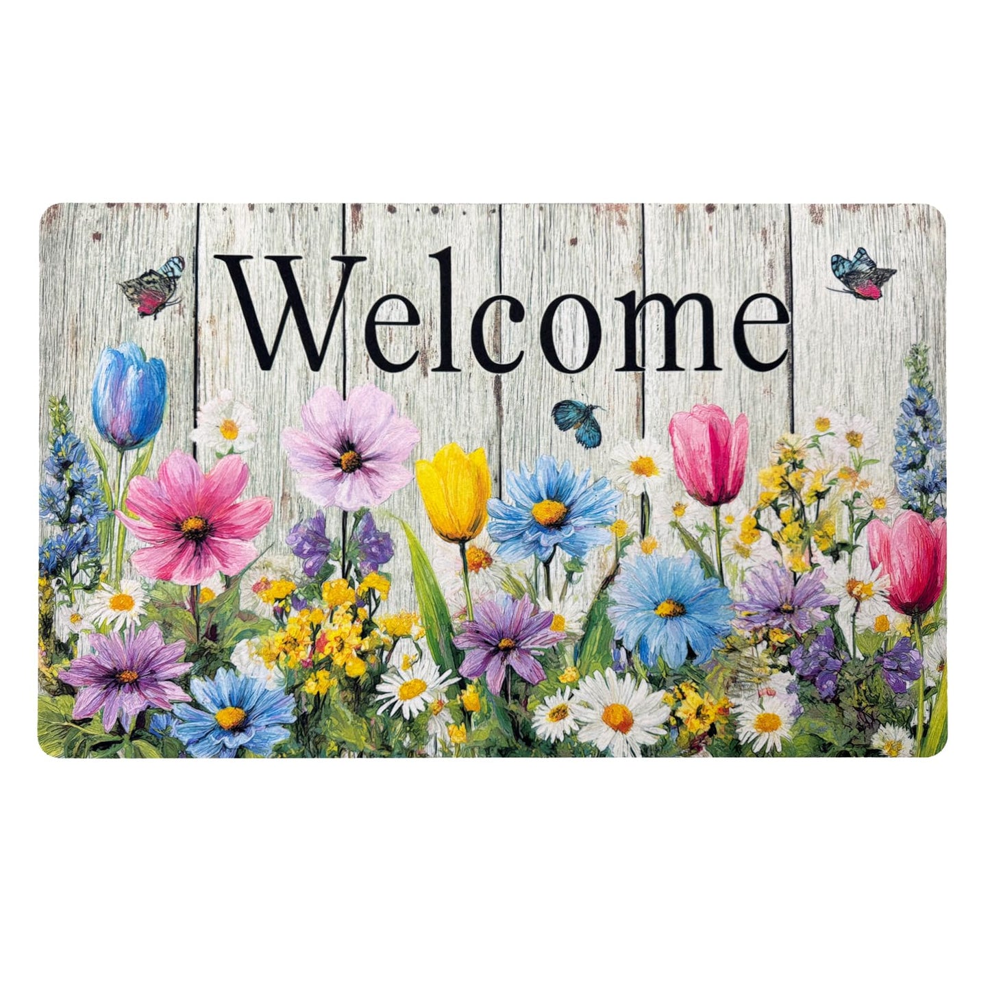XADP Welcome Mat 17x29 Inch Spring Summer Outdoors Indoors Front Door Mat, Low Profile Doormat for Outside Inside Home Entrance, Non Slip Rubber Back Floor Rugs for Entryway, Flower