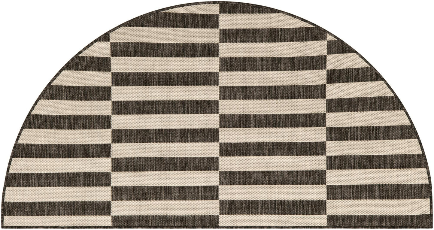 Unique Loom Outdoor Striped Collection Area Rug - Striped (3' 1" x 6' 1" Hearth Charcoal/Ivory)