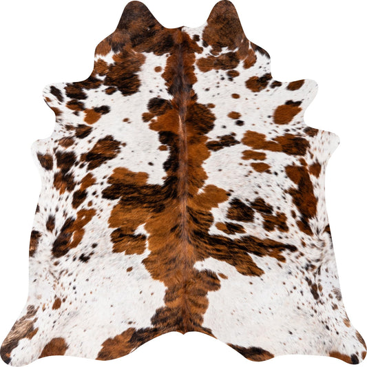 Ecowhides 100% Genuine Brazilian Cowhide Rug - Tricolor White - Luxury Cowskin Cow Hide Leather Area Rug Home Decor (X-Large) 7 x 6 ft