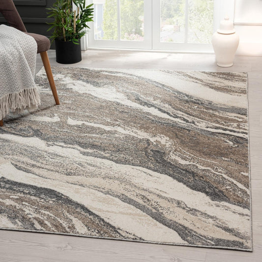 LUXE WEAVERS Lagos Collection 7983 Abstract Grey 4x5 Art Deco Area Rug