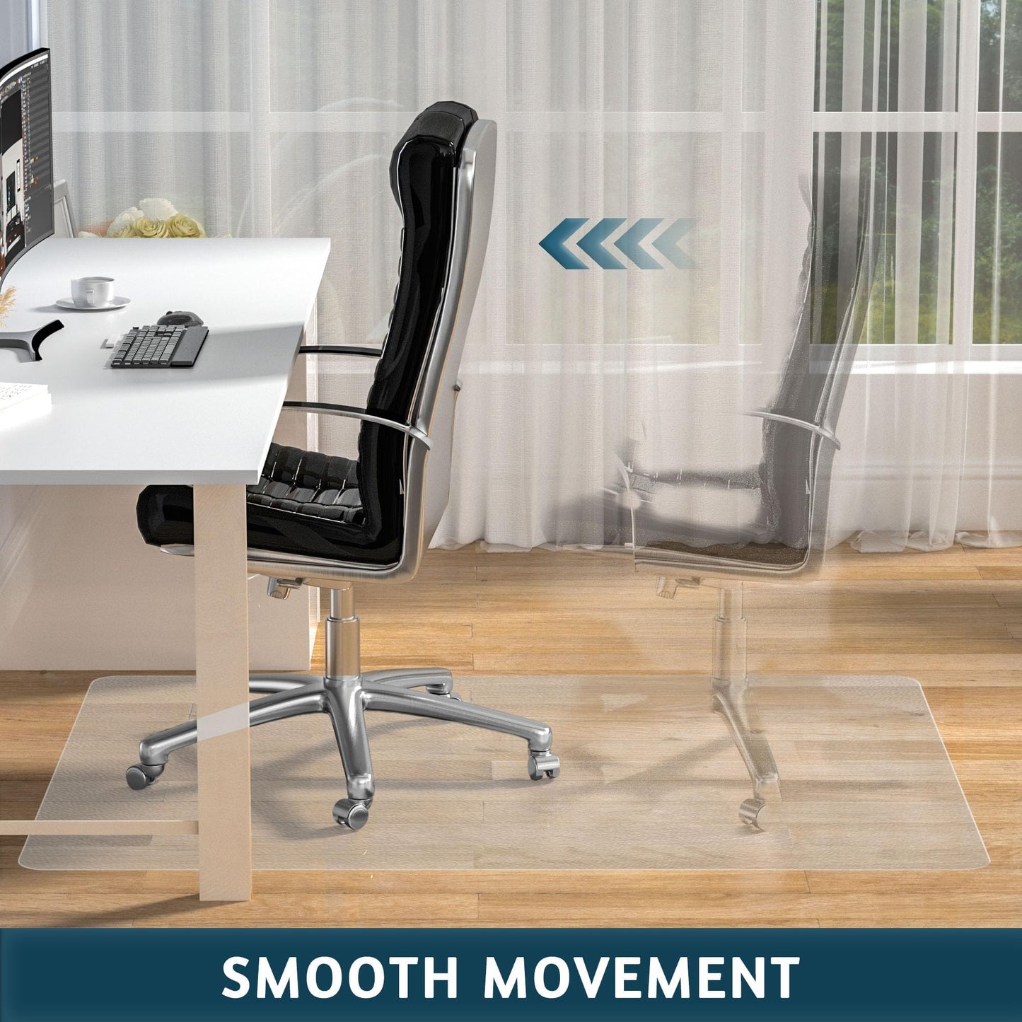 Futurwit Large Chair Mat for Hardwood Floor, 46” x 60” Office Chair Mats, Clear Floor Protector Mat, Easy Rolling Chair Mats for Home Office, Easy to Clean (Rectangle)