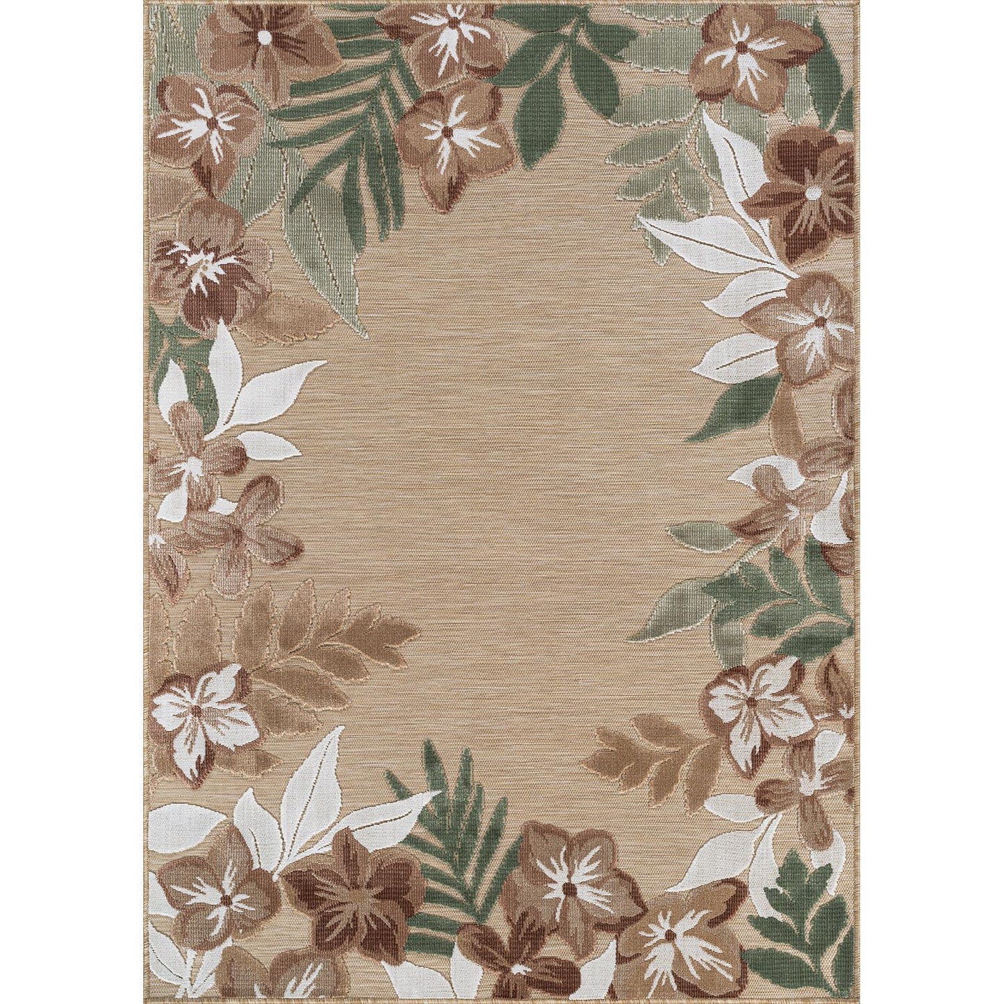 Outdoor Rug 9x12 Washable Area Rugs Indoor Outdoor Carpets Beige Border Floral Non Shedding Waterproof Easy Clean Patio Deck Porch Living Room Bedroom Garden RV (9 X 12 Beige)