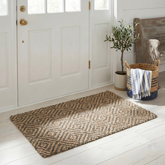 SAFAVIEH Natural Fiber Collection Accent Rug - 2' x 3', Natural & Grey, Handmade Jute, Ideal for High Traffic Areas in Entryway, Living Room, Bedroom (NF181D)