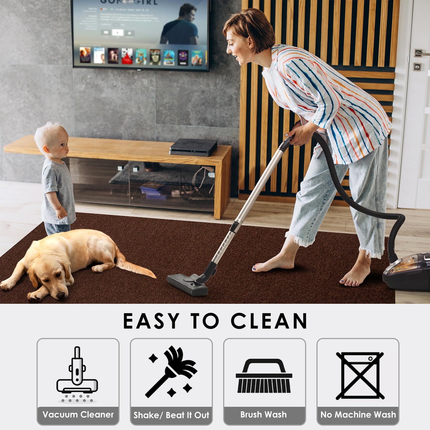 koloko 2ft x 6ft Runner Rug Non-Slip Outdoor Indoor Carpet Runner Custom Size Floor Runners Area Rugs Mat with Rubber Backing for Hallway Entryway Balcony Patio Kitchen Garage Stair Laundry