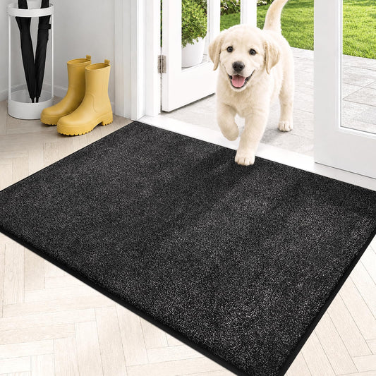 PURRUGS Dirt Trapping Door Mat 24" x 35.5", Non-Slip Machine Washable Entryway Rug, Dog Doormat, Indoor Front Door Mat, Super Absorbent Entry Rug for Muddy Shoes & Paws, Charcoal