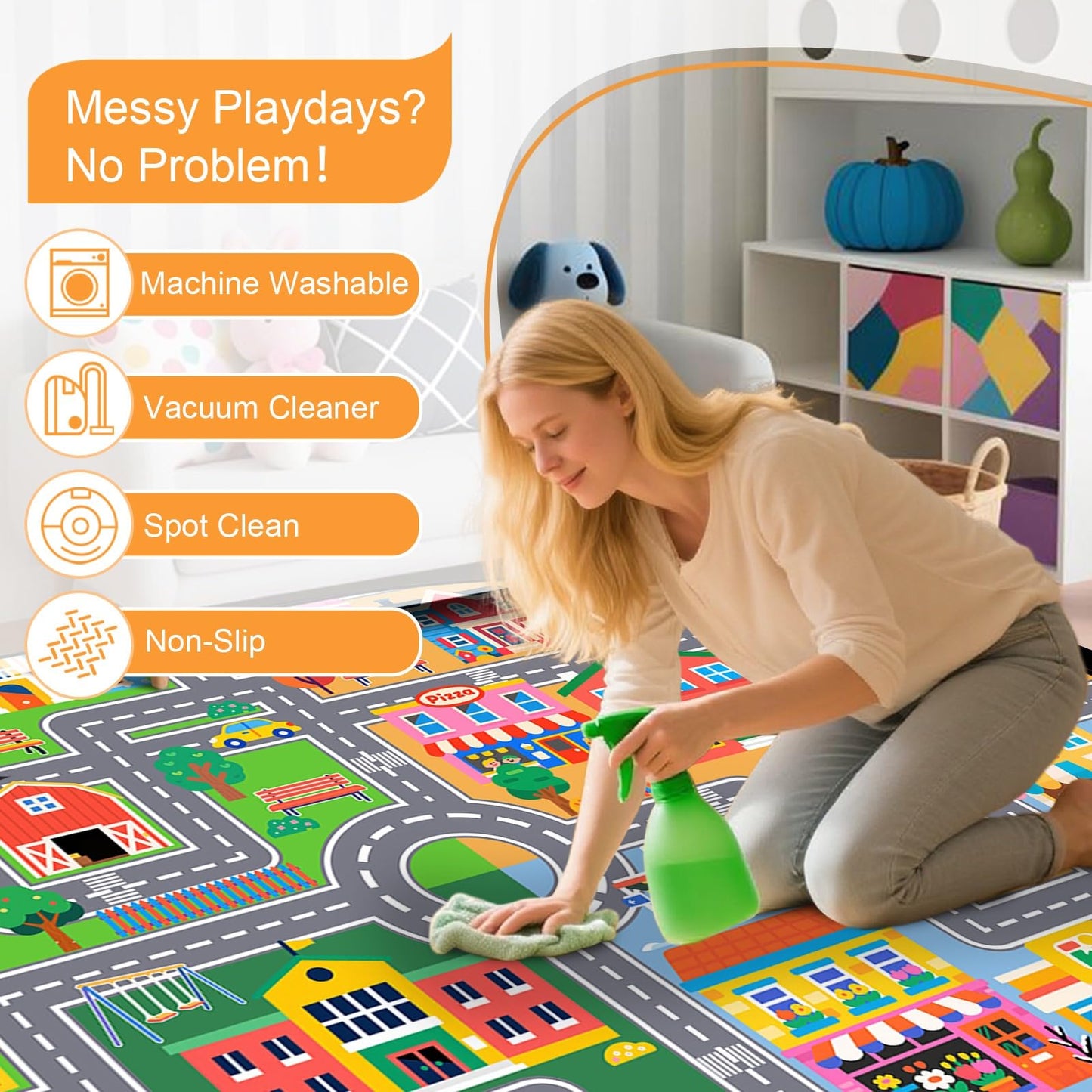 IWRJFQWR Car Rugs for Kids Room, City Life Kids Area Rugs for Bedroom Educational Learn Traffic Road Rug Decorate Nursery Toddler Classroom Preschool Living Room Playroom, 5x7 Feet