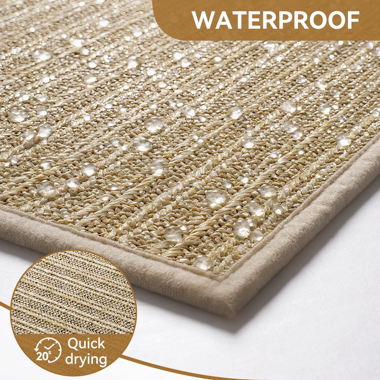 QiCaiJia Front Door Mat 17"x30", Heavy Duty Waterproof Dirt Trapping Non-Slip Doormats, Low Profile Entrance Mats for Front Indoor/Outdoor, Brown