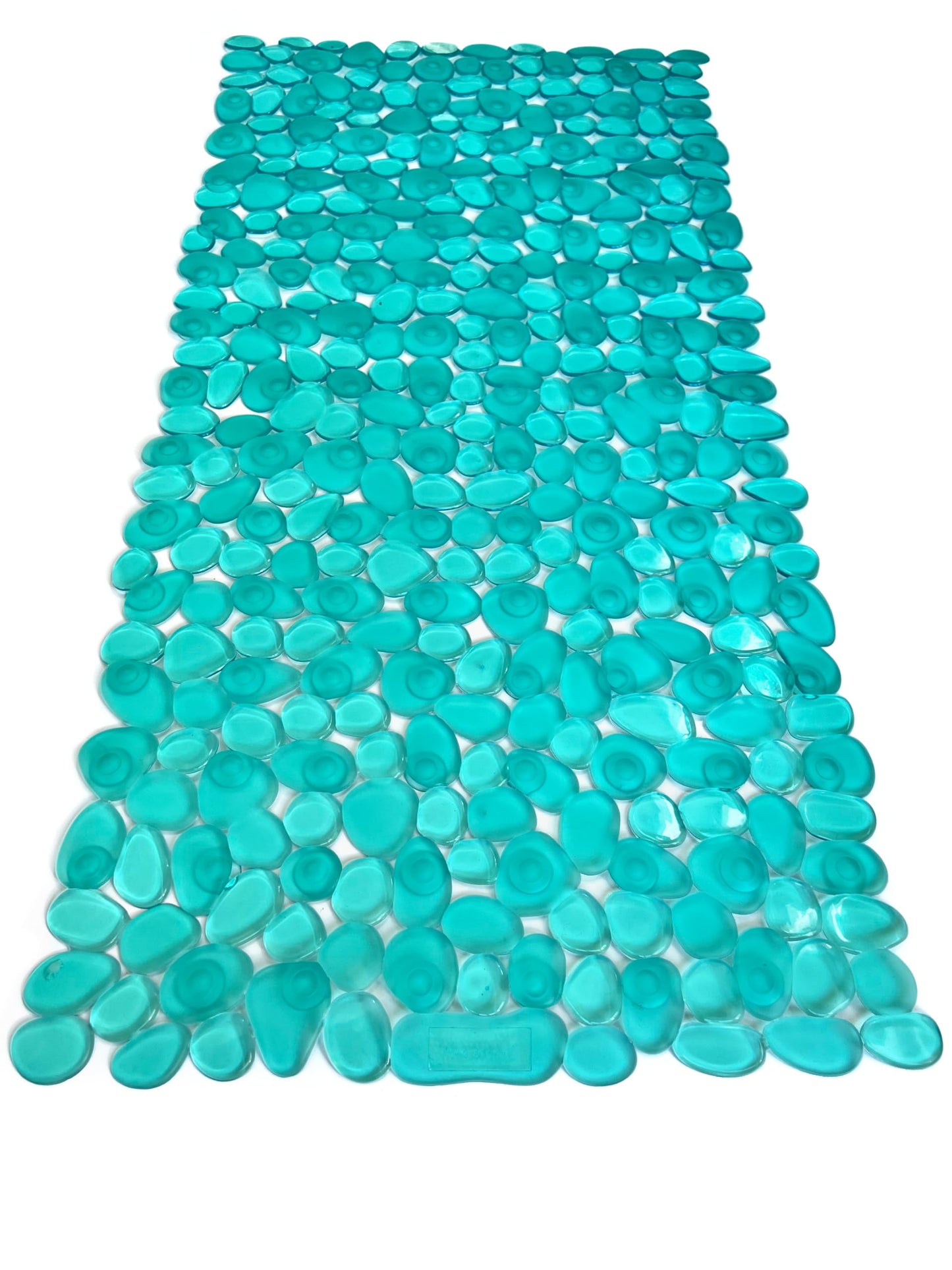 “Pebbles” Non-Slip Bathtub/Shower Mat 27.5”x14” Rectangular, Non-Toxic, Safe, Clean, Machine-Washable, Superior Grip & Drainage, Vinyl, for Smooth Floors ONLY, Transparent Turquoise