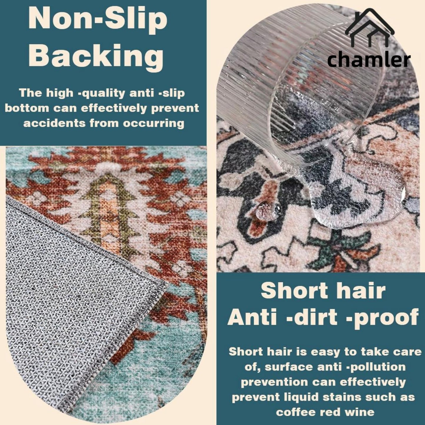 chamler 9x12 Washable Area Rug Boho Chic Medallion Distressed Design Non-Shedding Easy Care Ideal for High Traffic Areas in Rug for Living Room Bedroom Office Coffee Table Large Carpet