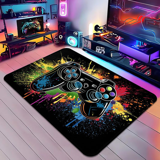 Perfect Kicks Gaming Rug for Boys Room 5'x3' Non-Slip Colorful Cool Game Rug 3D Gamepad Controller Mat for Bedroom Living Room Game Room Rug Decor
