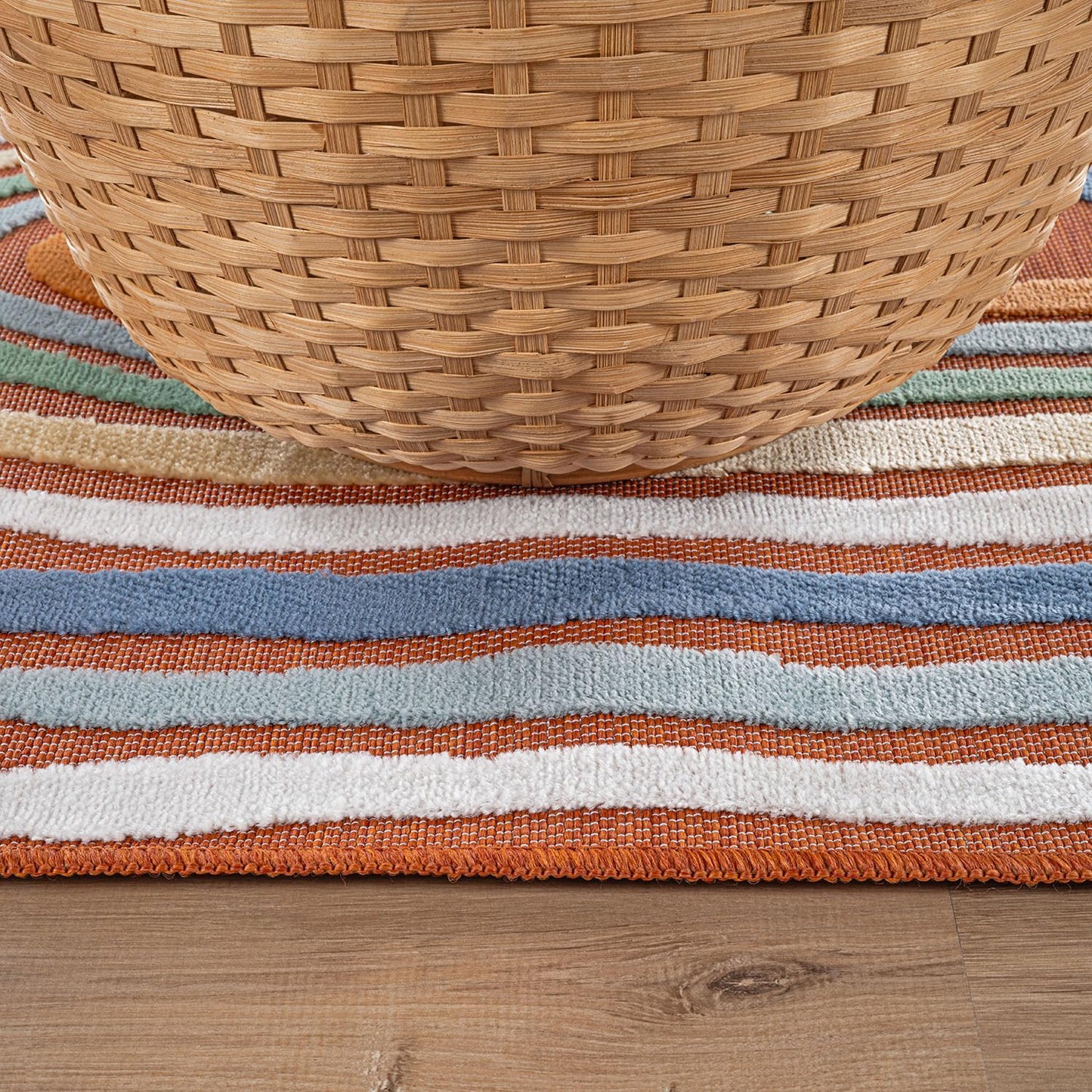 CAMILSON Indoor Outdoor Rug, Orange 5x7 Geometric Arch Striped Area Rugs for Patio and Home Areas, Easy-Cleaning Non-Shedding Living Room, Garden and Deck Washable Outside Carpet (5 x 7)
