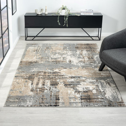 LUXE WEAVERS?Abstract Distressed Beige 8x10 Area Rug