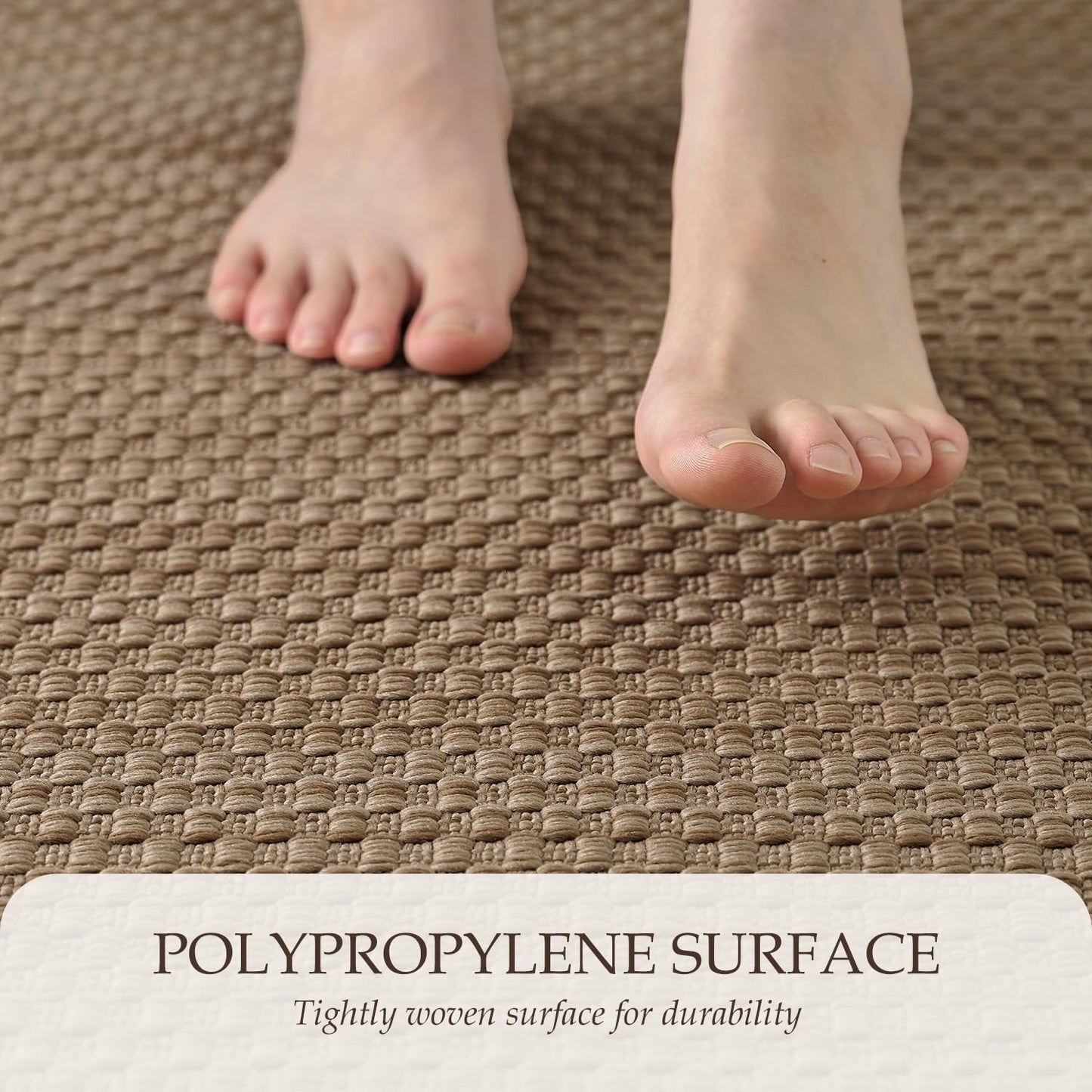 Thin Kitchen Rugs Non Slip Washable,Low Profile Kitchen Mats for Floor In Front of Sink,Dishwasher, Refrigerator, Tile & Hardwood Floors,Absorbent Easy Care Thin Runner Kitchen Floor Mat,20"*32",Beige