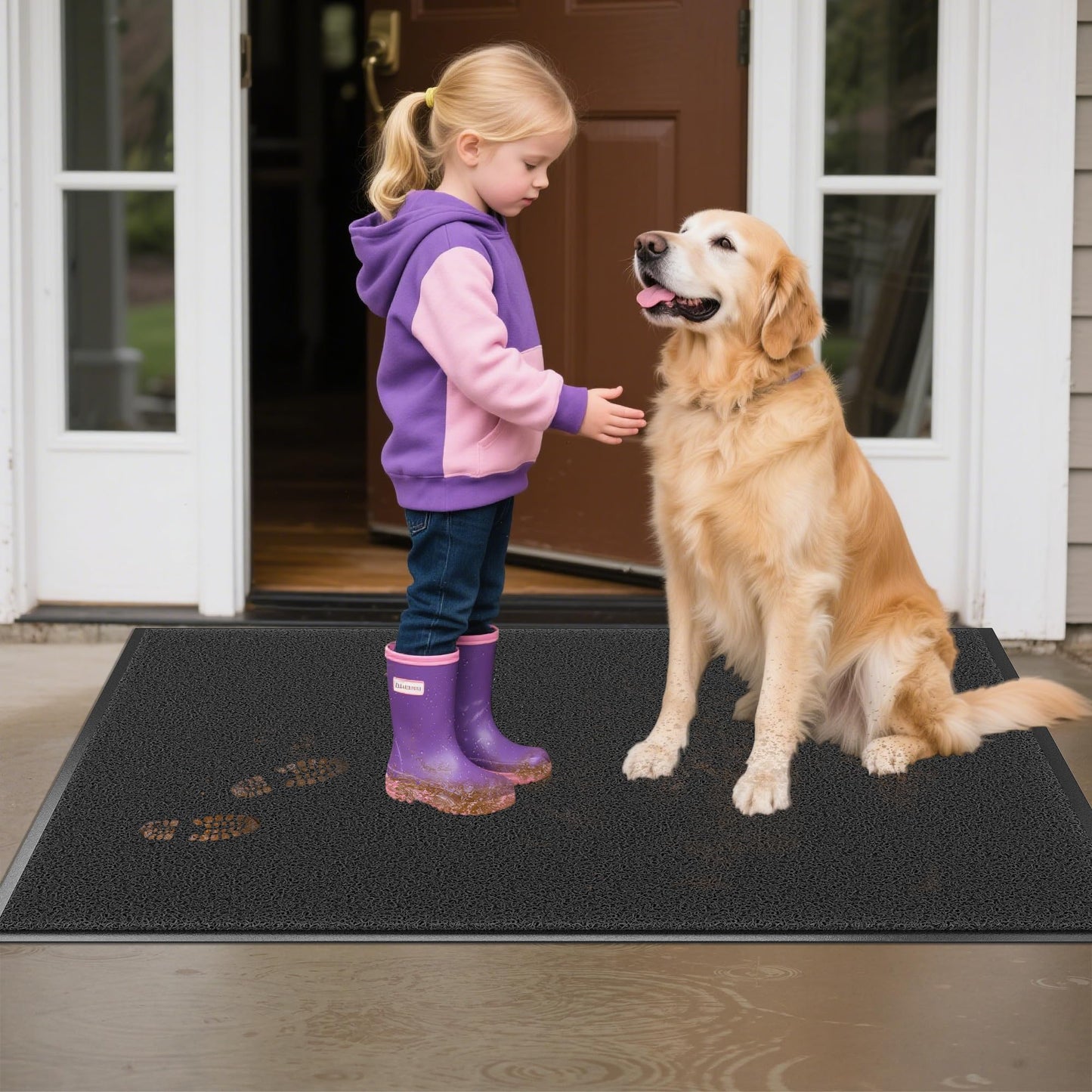 HOMEK Front Door Mat Outside Entrance, 72" x 36" Doormat Outdoor Indoor Entrance, Non Slip Indoor Mats for Entryway, Heavy Duty Waterproof Low Profile Welcome Mat for Entry, Patio, High Traffic Areas