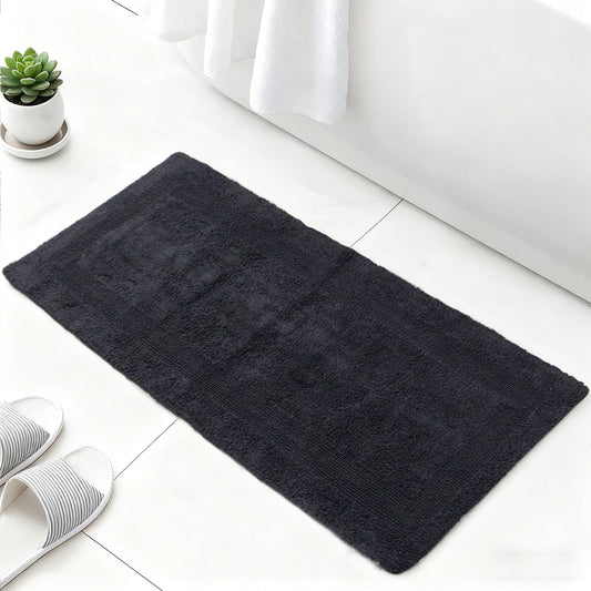 Barossa Design Reversible Cotton Bathroom Runner Rug - 22 x 60 Inch Long Bath Mat Washable & Soft Absorbent, Large Bath Rug for Bathroom Floor, Double Sink Vanity - Charcoal, 22x60 XL