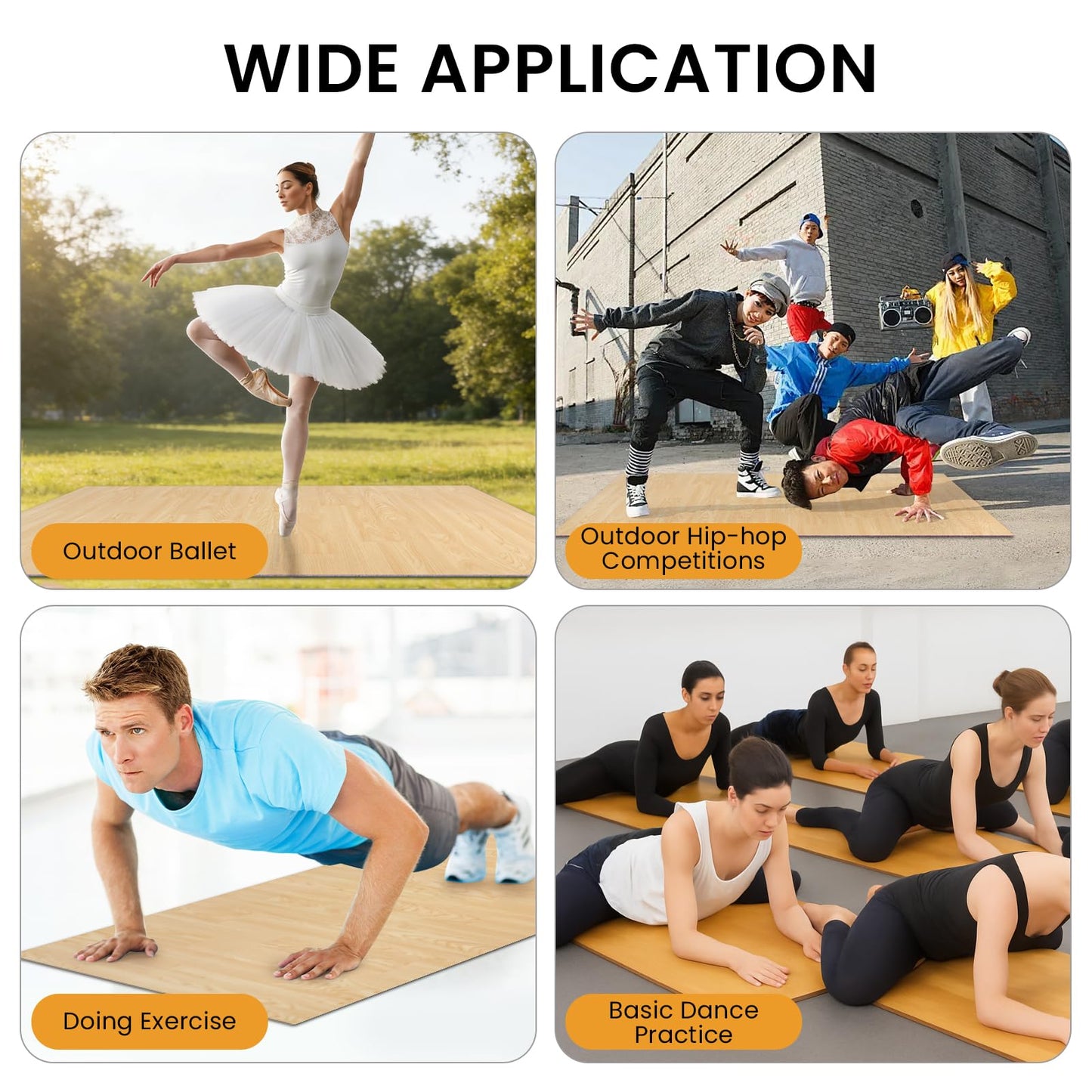 5mm Extra-Thick Marley Dance Floor, Dance Floor Mat, Non-Slip Shock-Absorbing Portable Marley Floors, Ballet Jazz Pop Practice Floor for Home Studio School