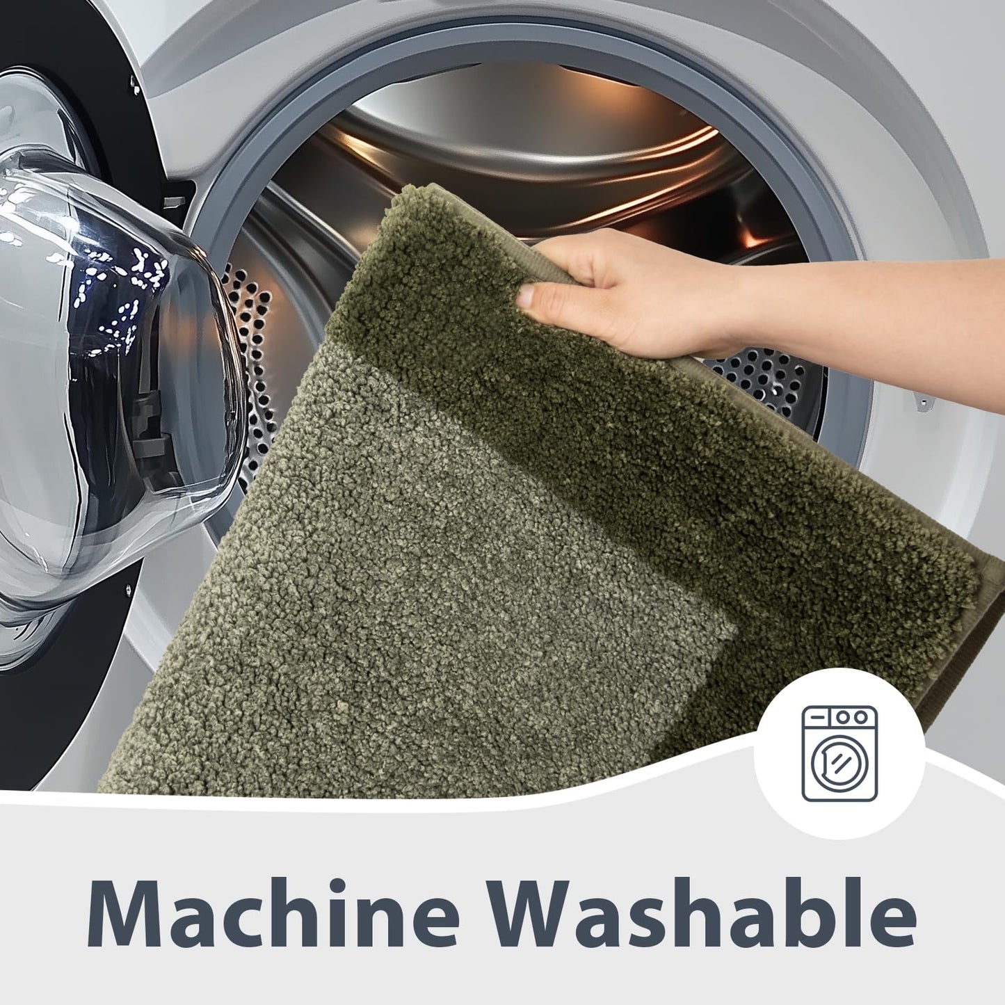 anllugs Bathroom Rugs 20" x 30", Non-Slip Extra Soft Absorbent Bath Rugs, Machine Washable Quick Dry Bath Mats for Bathroom Floor, Shower, Bathtub and Sink, Olive Green & Green
