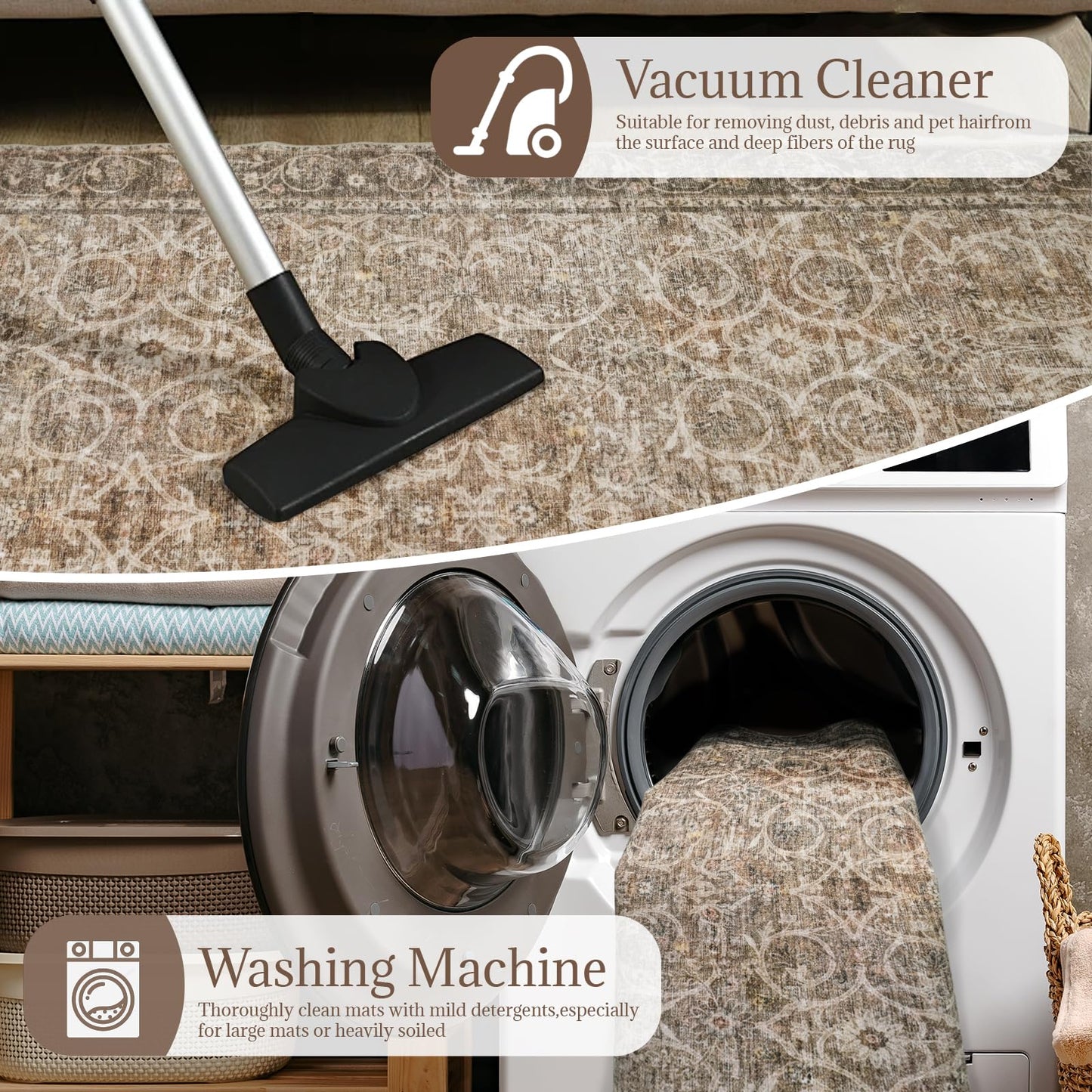 NoiFamo Machine Washable Entryway Small Area Rugs: Soft Non-Slip Low Pile Door Mat Indoor Entrance 2x3 ThrowRug for High-Traffic Areas Kitchen, Hallway, Farmhouse Decor