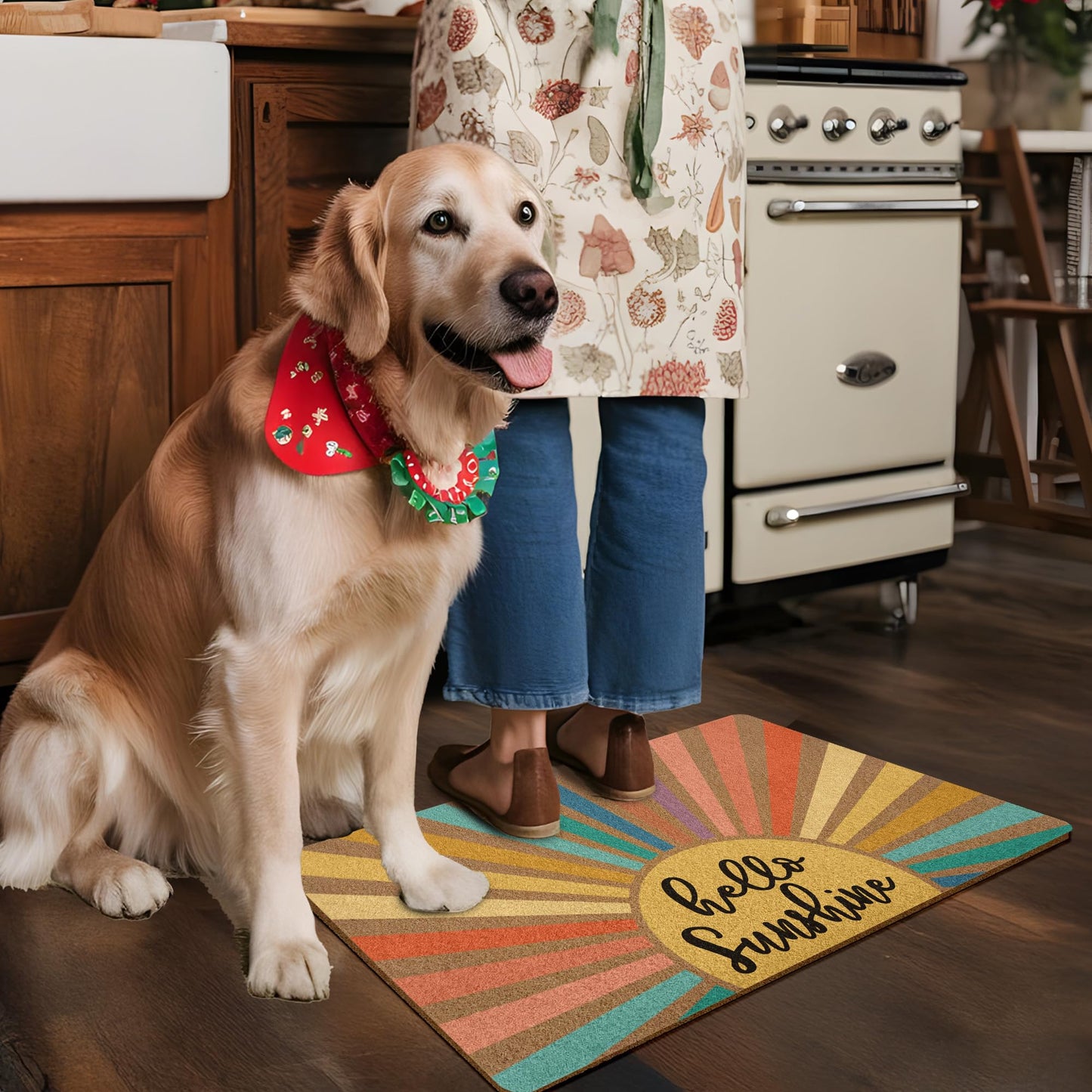 XLDLIOO Boho Sunshine Door Mat, Spring Doormats, Classroom Welcome Mat, Summer Hello Sunshine Welcome Front Door Mat Indoor Outdoor Entrance, Boho Artificial Coir Doormat Rugs for Patio 30x17in