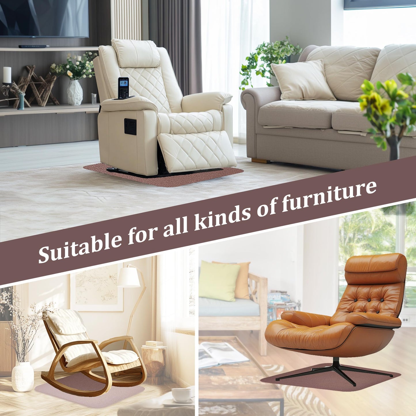 Recliner Pads for Hardwood Floors, Under Recliner Mat Floor Protectors Furniture Pads to Keep Furniture from Sliding Swivel Chairs Recliner mats for Hardwood Floors Non Slip Furniture Pads