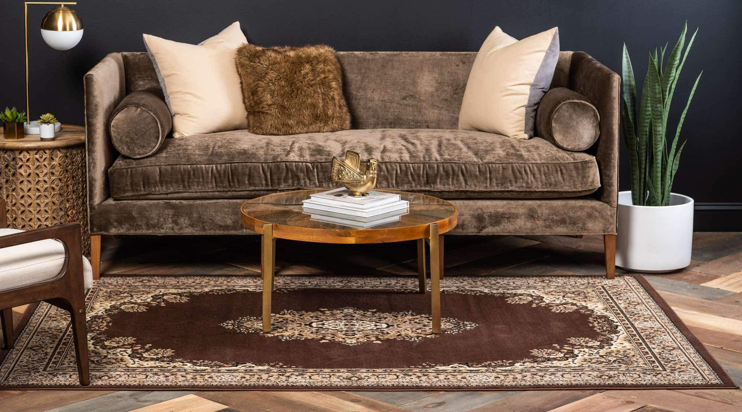 Unique Loom Reza Collection Traditional Persian Style Area Rug, 9 x 12 ft, Brown/Ivory
