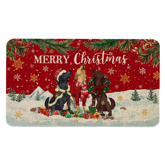 Roszwtit Christmas Dog Door Mat 30 X 17 Inch Merry Christmas Doormat Indoor Outdoor Entrance Floor Rug Non Slip Winter Christmas Decor Rubber Welcome Mats