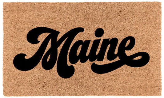 COCO MATS 'N MORE USA States Coir Doormat – Durable Natural Fiber Welcome Mat Outdoor for Every State Design, Stylish Front Door Mat, Heavy Duty Outdoor Doormat for Entryway| Maine| 14" X 22"