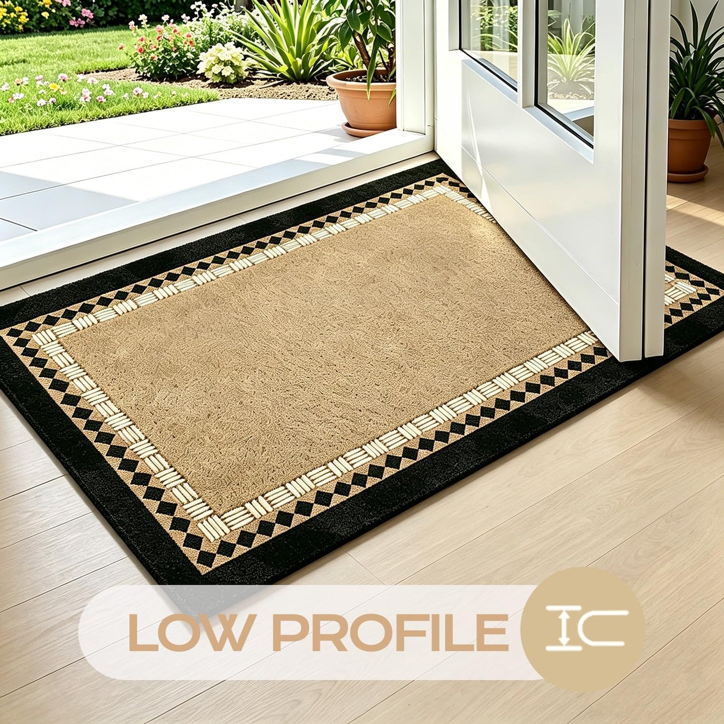 Dirt Trapper Mud Mat for Dog Muddy Paws, Non-Slip Washable Low Profile Doormat, Absorbent Stain Fade Resistant Quick Dry Entrance Mat for Indoor Outdoor Front Back Door Entryway Patio Porch(Mocha)