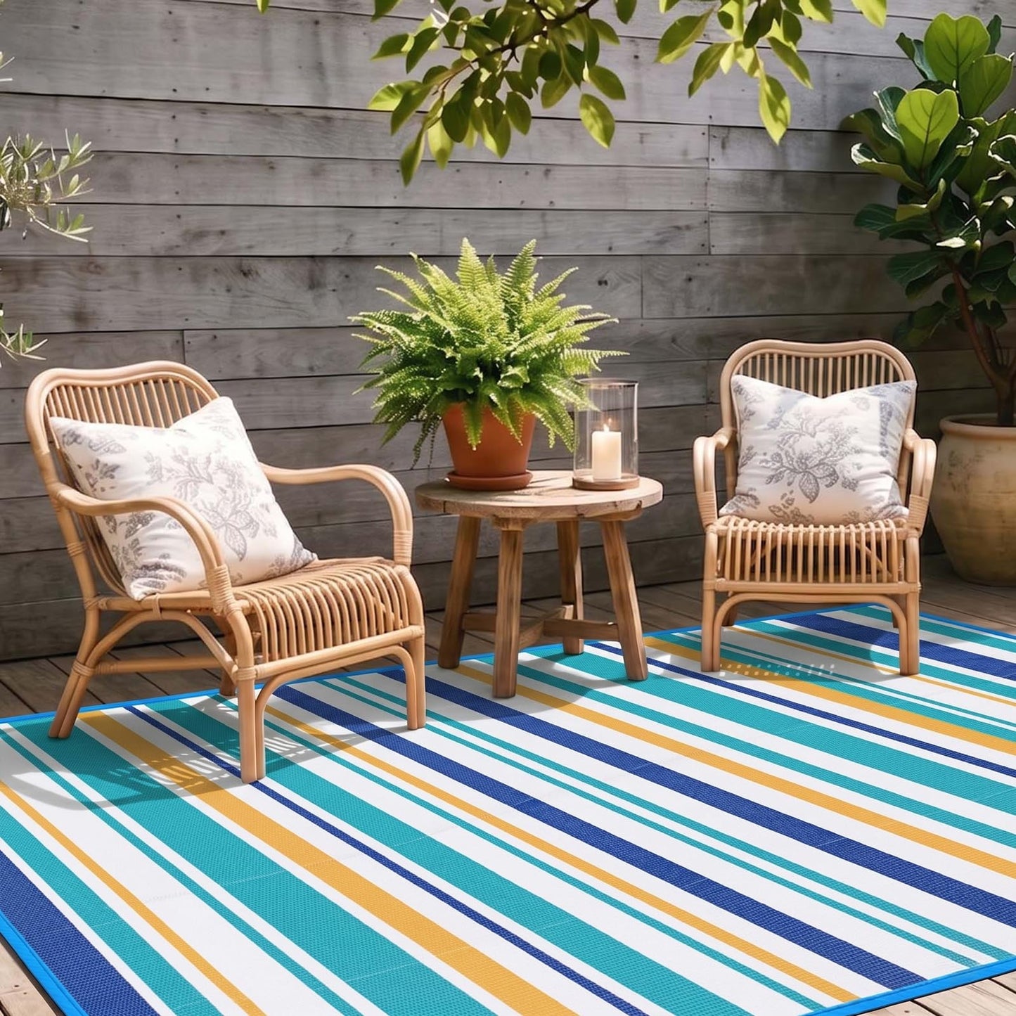 Outdoor Patio Rug Waterproof Camping - 4x6 ft Outdoor Plastic Straw Rug Area Carpet Clearance for Outside, Porch, RV Camper, Picnic, Balcony & Backyard, Patio Decor, Clearance