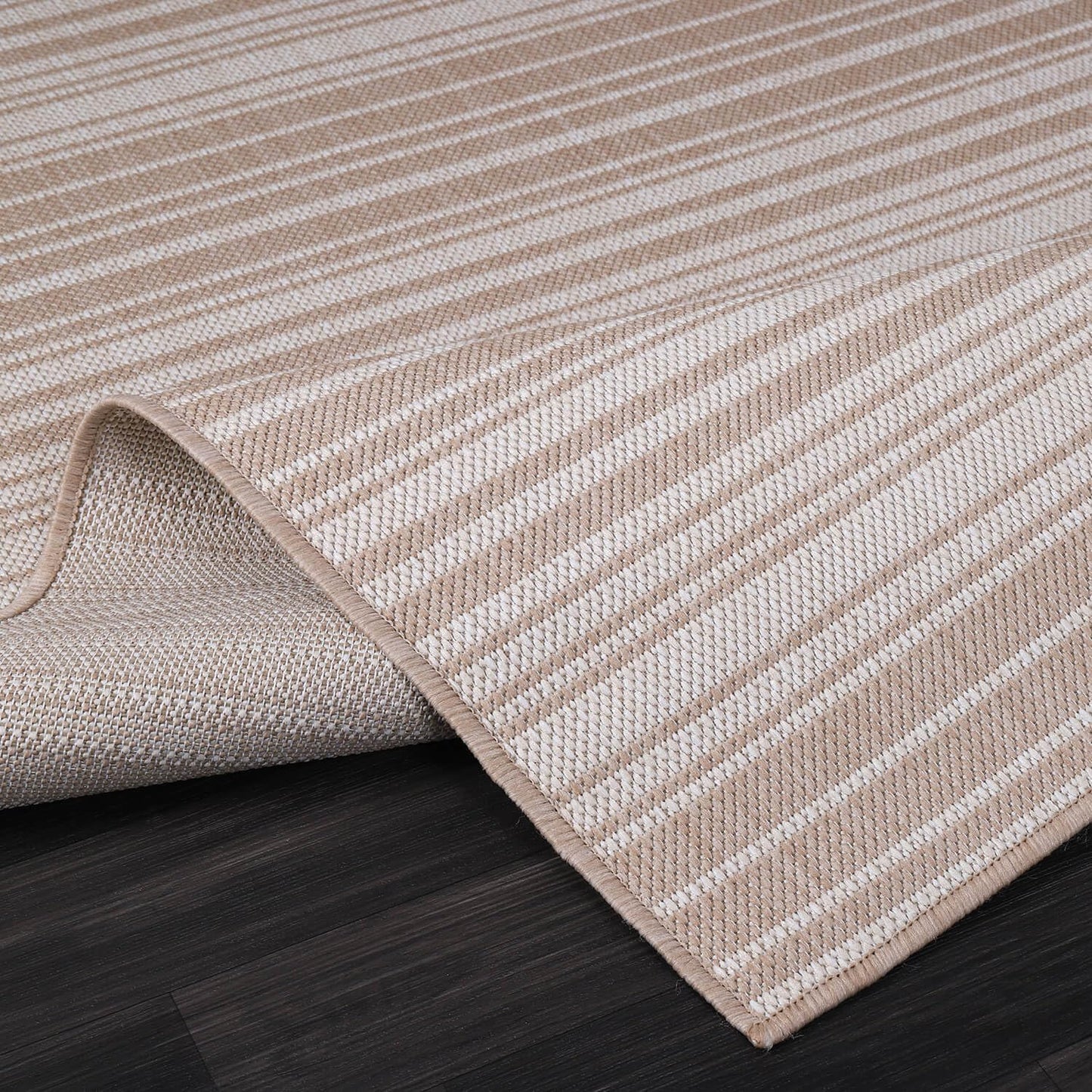 Luul Home Stripe Outdoor Rug 6x9 Washable Outside Carpet for Indoor Patio Porch Waterproof Easy Cleaning Non Shedding Area Rugs Beige 6 x 9