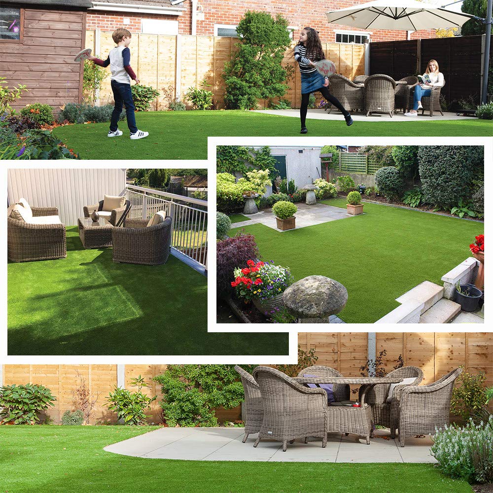 Petgrow Synthetic Artificial Grass Turf Lawn 4ft x 10ft, 1.38" Outdoor/Indoor Fake Grass Rug Astroturf for Dogs,Faux Grass Rug with Drainage Holes/Custom Size Provided