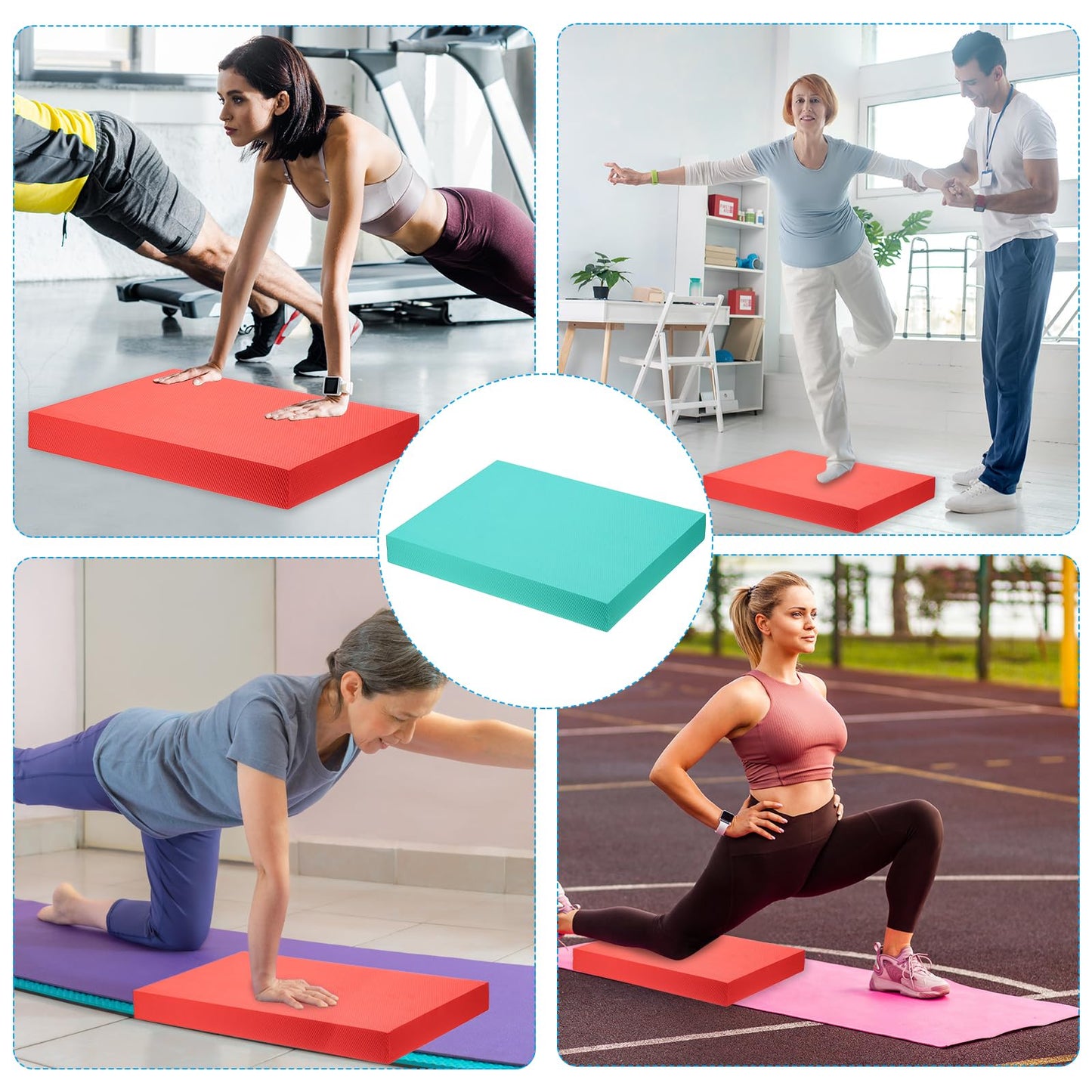 PATIKIL Balance Pad 15.7x13x2 Inch, Non-Slip TPE Foam Pad Cushion Exercise Yoga Mat Knee Pad for Fitness Stability Core Training Stretching, Mint Green