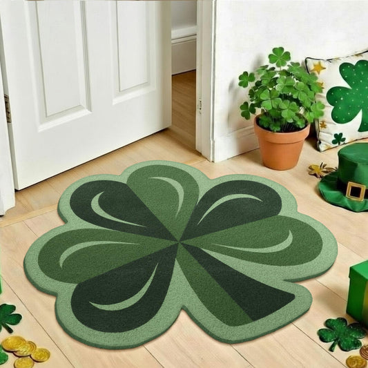 Nuanchu St. Patrick's Day Door Mat Outdoor Decor 28 x 28 Inch Large Shamrock Front Porch Rug Shamrock Welcome Door Mat St Patricks Day Rug Non Slip Entrance Rugs for Home Indoor Outdoor Entryway Decor