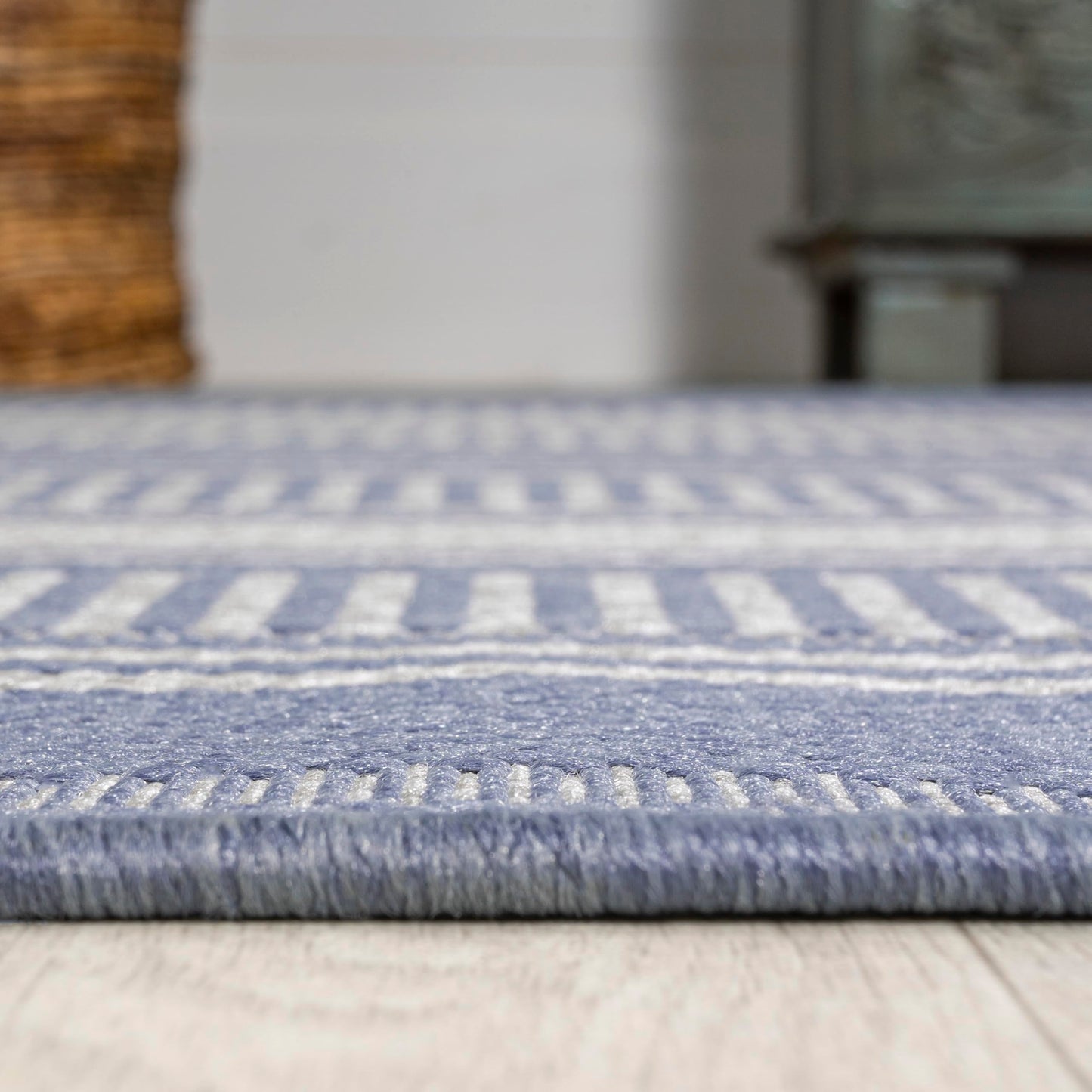 JONATHAN Y Double Stripe Indoor Outdoor Area Rug 8X10 Blue/Light Gray, Haynes Modern for Backyard, Patio, Porch, Easy-Cleaning, High Traffic, Pet-Friendly, Non-Shedding (SMB202E-8)